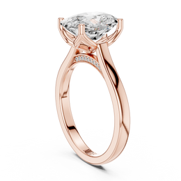 Cathedral Tulip Engagement Ring with Diamond Bridge