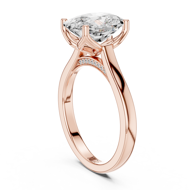 Cathedral Tulip Engagement Ring with Diamond Bridge