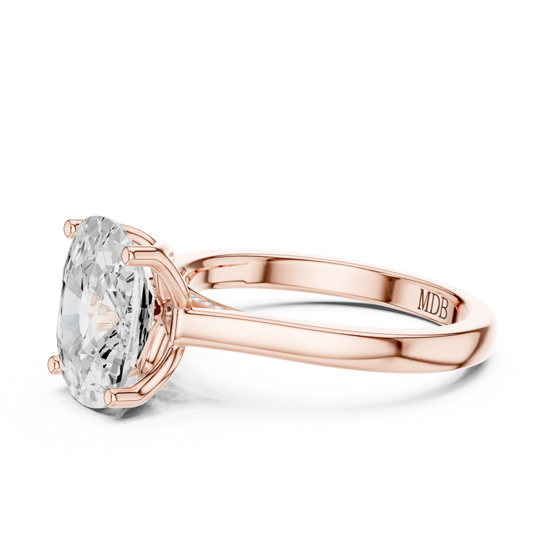Cathedral Tulip Engagement Ring with Diamond Bridge