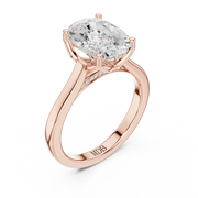 Cathedral Tulip Engagement Ring with Diamond Bridge