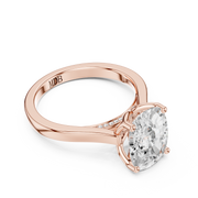 Cathedral Tulip Engagement Ring with Diamond Bridge