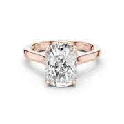 Cathedral Tulip Engagement Ring with Diamond Bridge