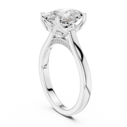 Cathedral Tulip Engagement Ring with Diamond Bridge