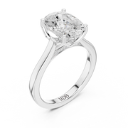 Cathedral Tulip Engagement Ring with Diamond Bridge