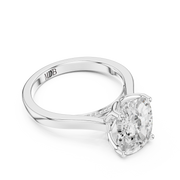 Cathedral Tulip Engagement Ring with Diamond Bridge