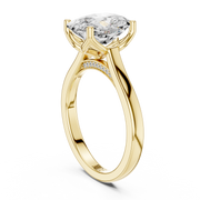 Cathedral Tulip Engagement Ring with Diamond Bridge
