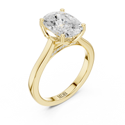 Cathedral Tulip Engagement Ring with Diamond Bridge