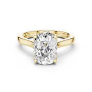 Cathedral Tulip Engagement Ring with Diamond Bridge