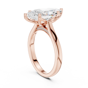 Cathedral Tulip Engagement Ring with Diamond Bridge