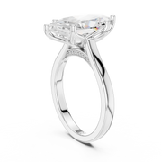 Cathedral Tulip Engagement Ring with Diamond Bridge