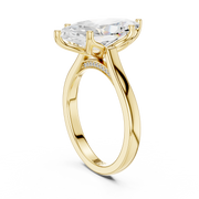Cathedral Tulip Engagement Ring with Diamond Bridge