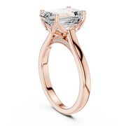 Cathedral Tulip Engagement Ring with Diamond Bridge