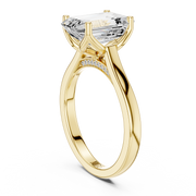 Cathedral Tulip Engagement Ring with Diamond Bridge