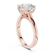 Cathedral Tulip Engagement Ring with Diamond Bridge