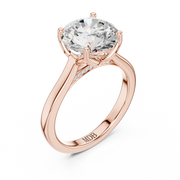 Cathedral Tulip Engagement Ring with Diamond Bridge