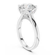 Cathedral Tulip Engagement Ring with Diamond Bridge