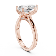 Cathedral Tulip Engagement Ring with Diamond Bridge