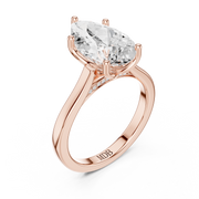 Cathedral Tulip Engagement Ring with Diamond Bridge