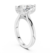 Cathedral Tulip Engagement Ring with Diamond Bridge