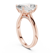 Cathedral Tulip Engagement Ring with Diamond Bridge