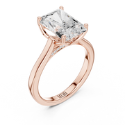 Cathedral Tulip Engagement Ring with Diamond Bridge