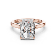 Cathedral Tulip Engagement Ring with Diamond Bridge