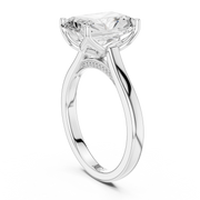 Cathedral Tulip Engagement Ring with Diamond Bridge