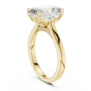Cathedral Tulip Engagement Ring with Diamond Bridge