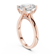 Cathedral Tulip Engagement Ring with Diamond Bridge