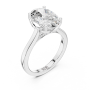 Cathedral Tulip Engagement Ring with Diamond Bridge