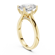Cathedral Tulip Engagement Ring with Diamond Bridge