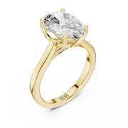 Cathedral Tulip Engagement Ring with Diamond Bridge
